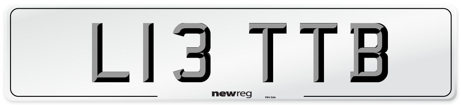 L13 TTB Number Plate from New Reg